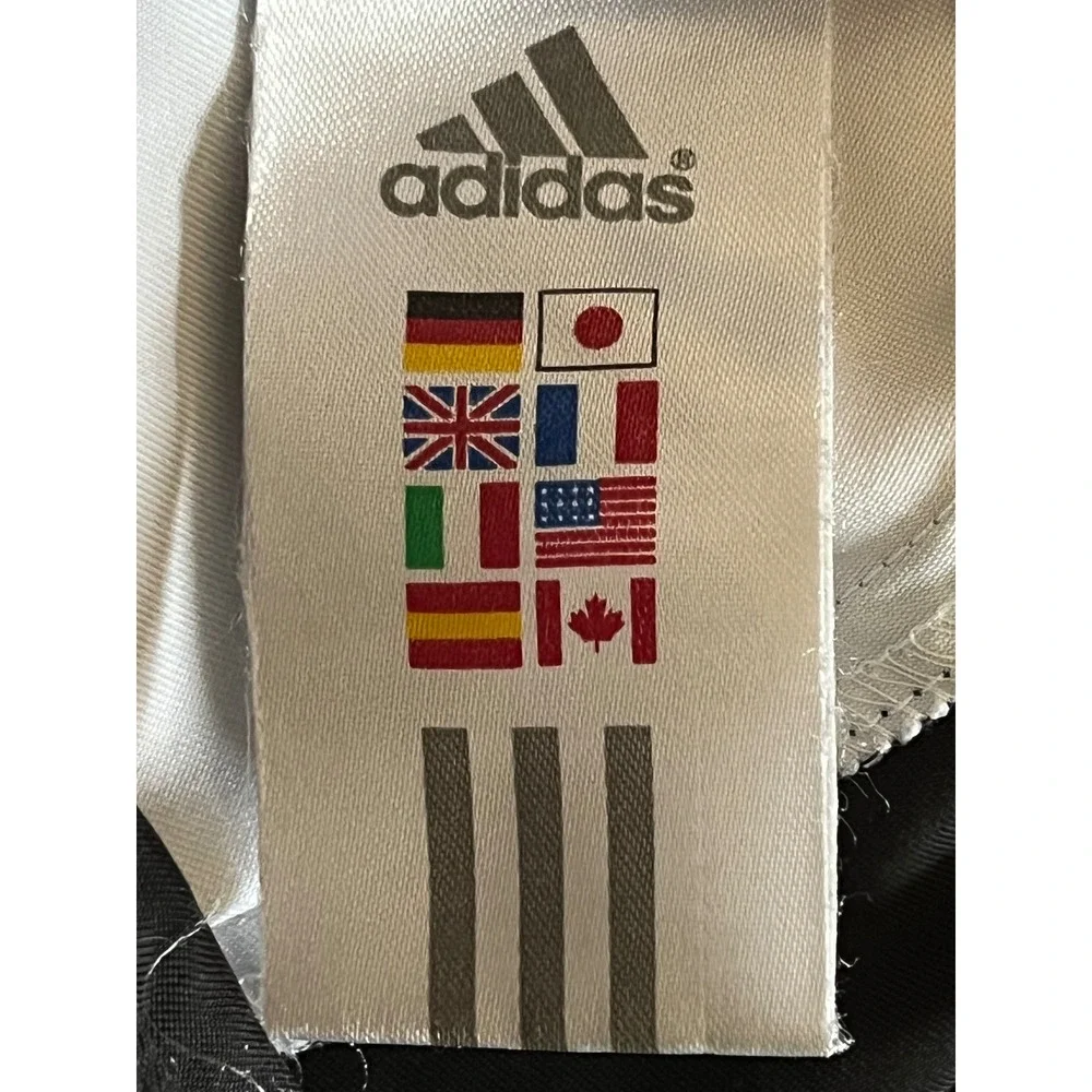 Adidas Track Jacket Womens XL Black White Full Zip 3-Stripe Lightweight Athletic